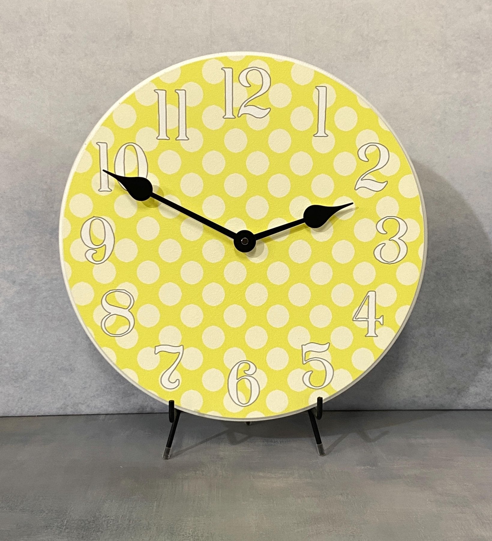 il_fullxfull.6334708055_oy1x.jpg Yellow Polka Dot Wall Clock - Image 1
